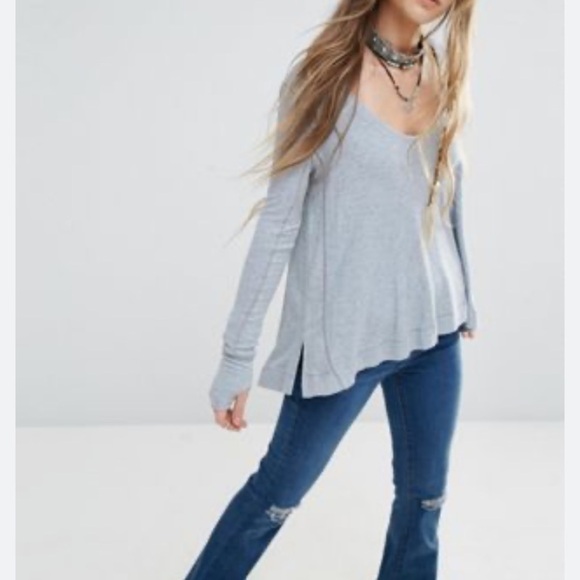 Free People Movement women's XS baby blue heather waffle knit long sleeve - Picture 1 of 10